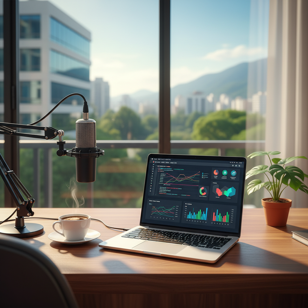 Profissional brasileiro em home office organizado com laptop e agenda, simbolizando o trabalho remoto e freelancer em 2026.