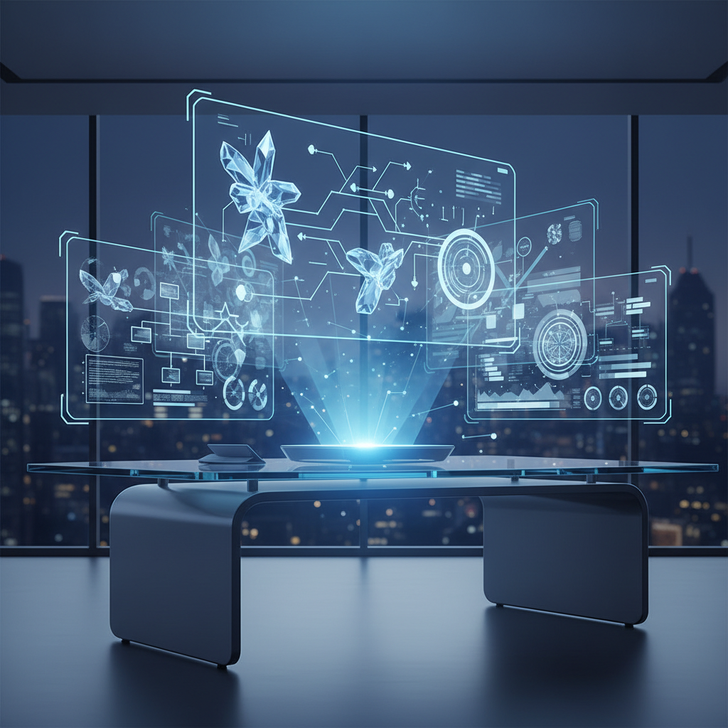 Infográfico digital sobre estratégia de conteúdo com inteligência artificial mostrando conexões entre automação e criatividade humana.