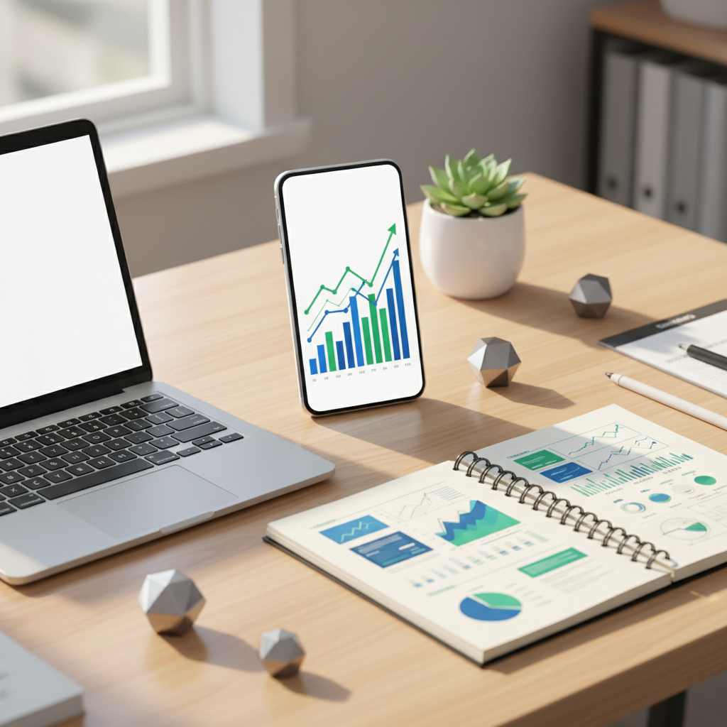 Organização financeira com smartphone e moedas representando as plataformas de renda extra online no Brasil em 2026