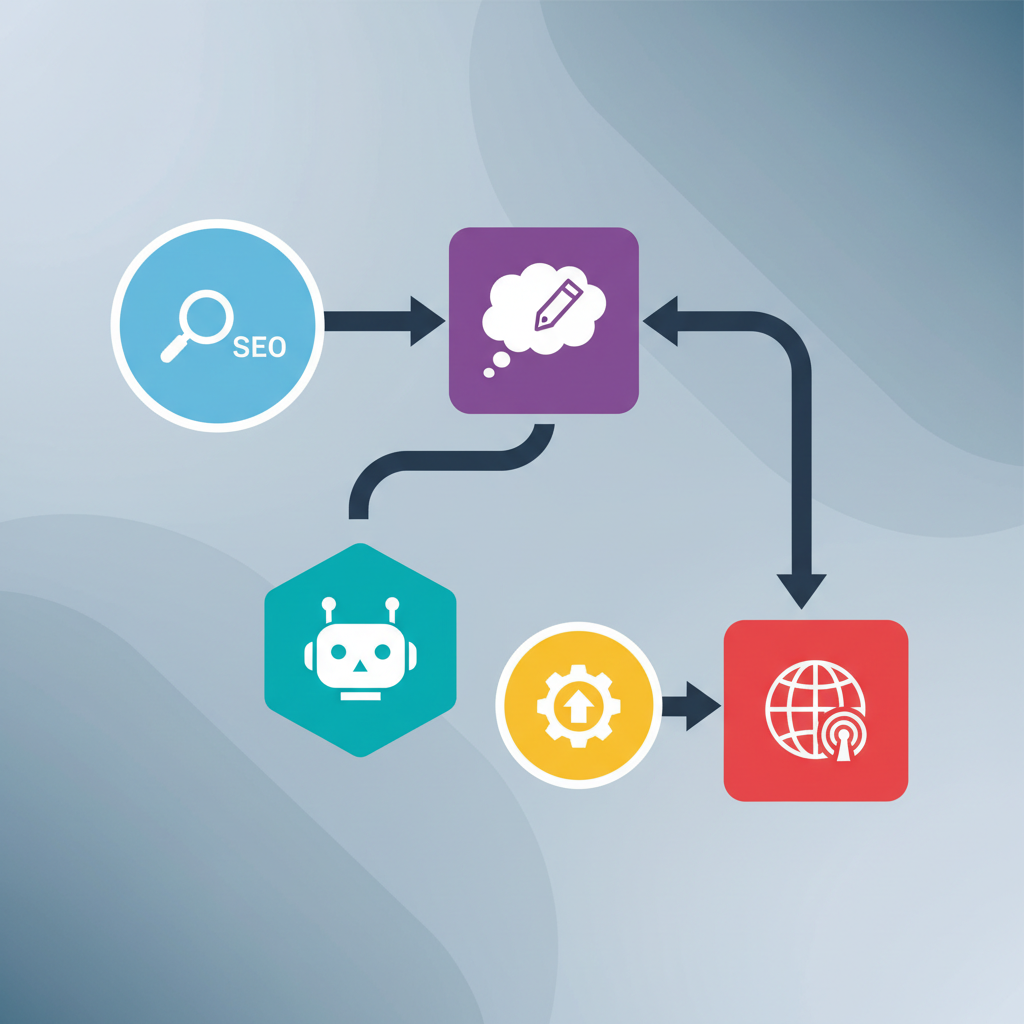 Fluxograma organizado de um framework de SEO e conteúdo para pequenas e médias empresas