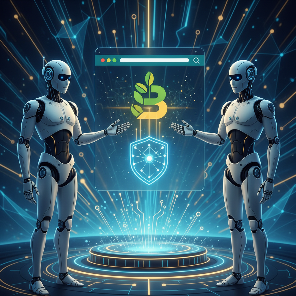 Robôs de inteligência artificial recomendando um site de empresa brasileira, com foco em confiança e autoridade
