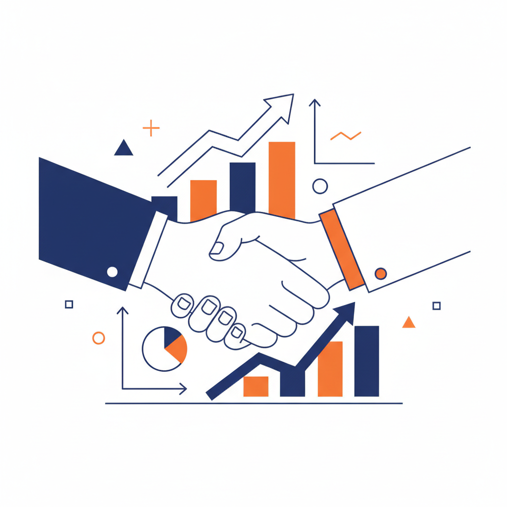 Mãos apertadas em um acordo representando a contratação de uma agência de marketing digital para PMEs em 2026.