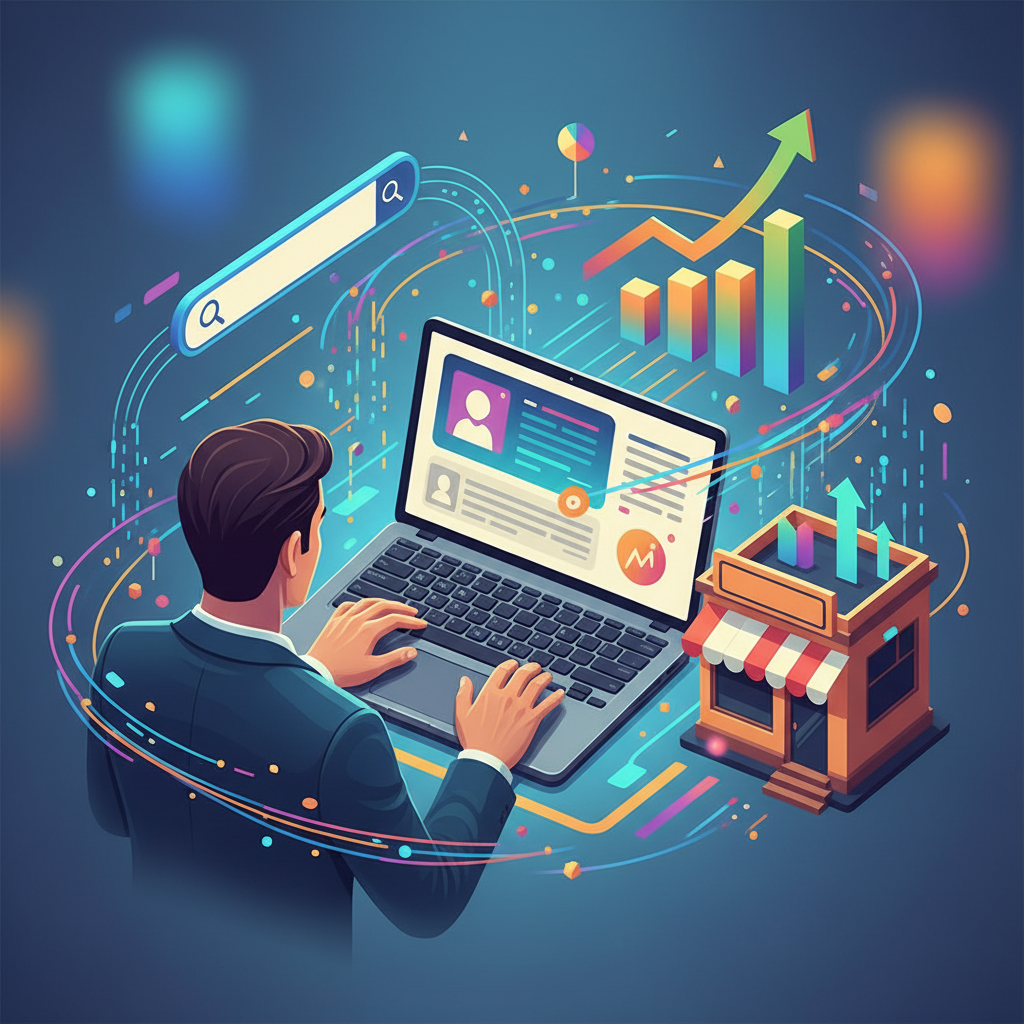Pessoa otimizando negócio online com ferramentas de SEO no Brasil