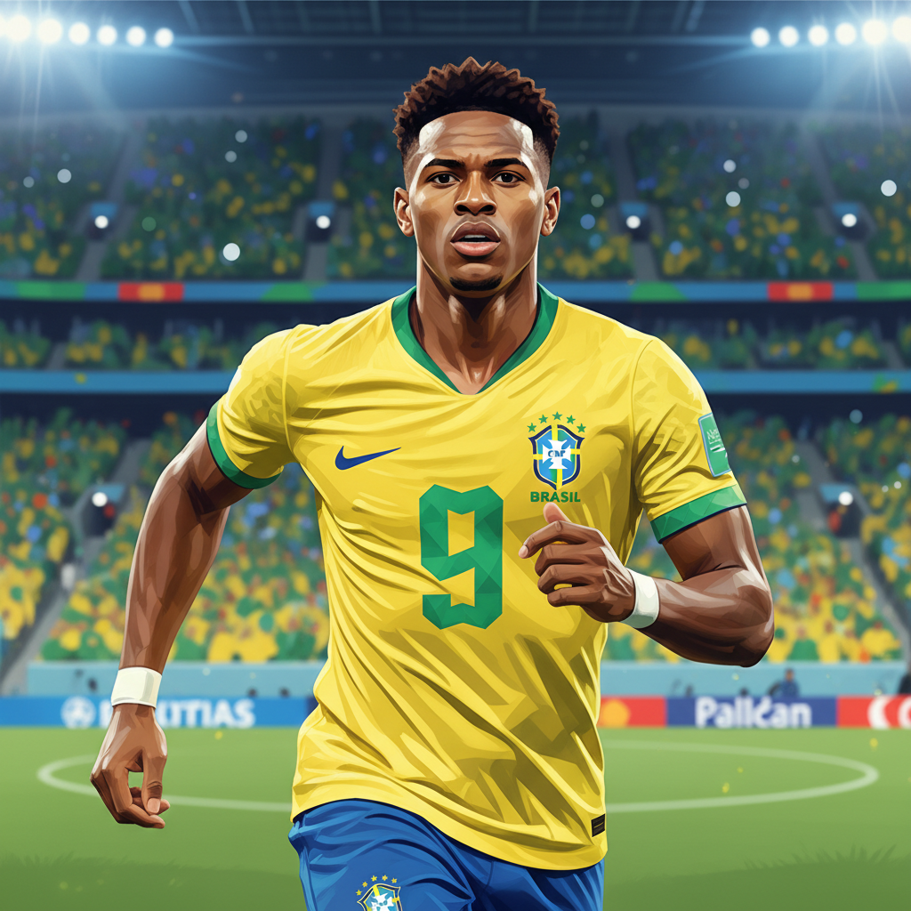 Atacante Endrick em ação durante treino da Seleção Brasileira para a Copa de 2026