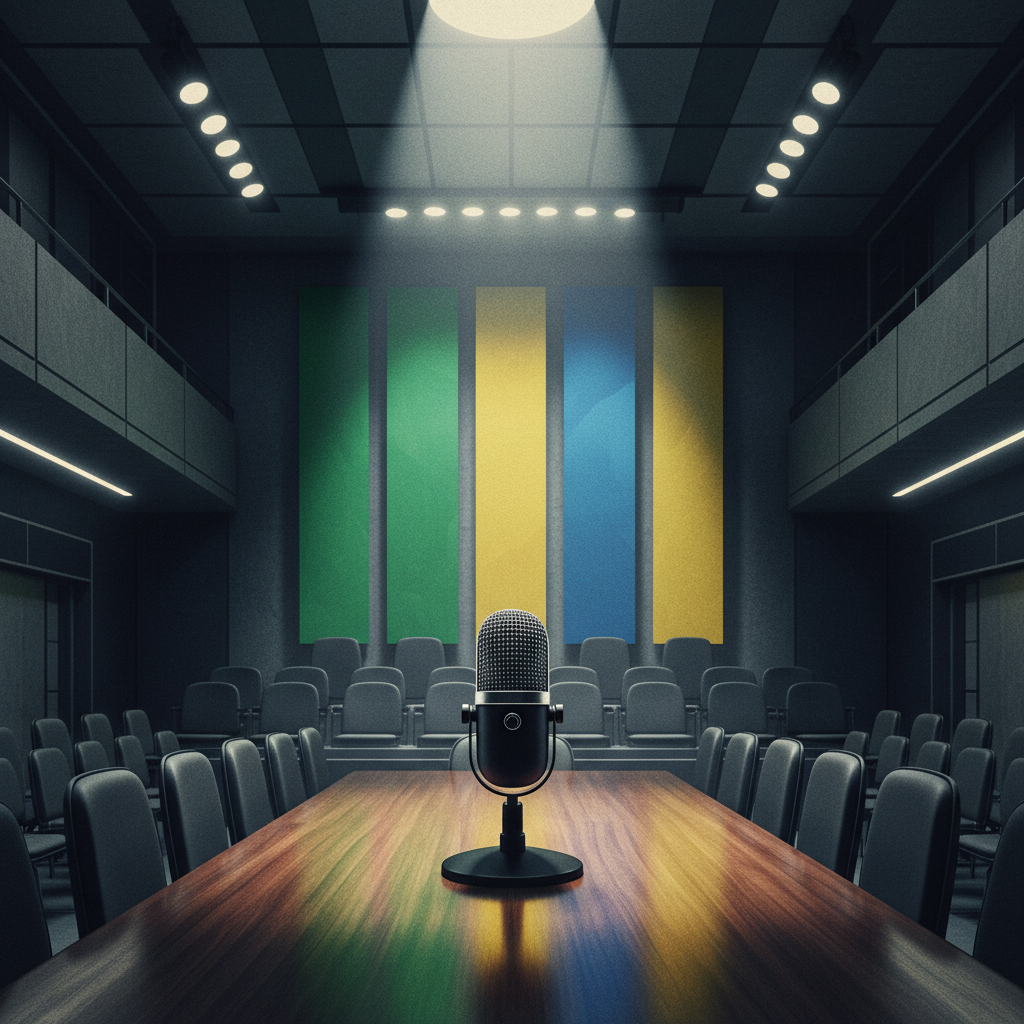 Sala de imprensa vazia antes do anúncio da convocação da Seleção Brasileira para a Copa de 2026.