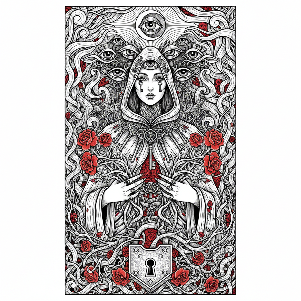 Ilustração artística representando o futuro Tarô Susano Correia, com simbolismo surreal e místico.