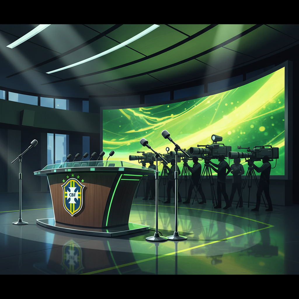 Visual da sede da CBF no Rio de Janeiro preparado para a convocação da Seleção Brasileira para a Copa de 2026.