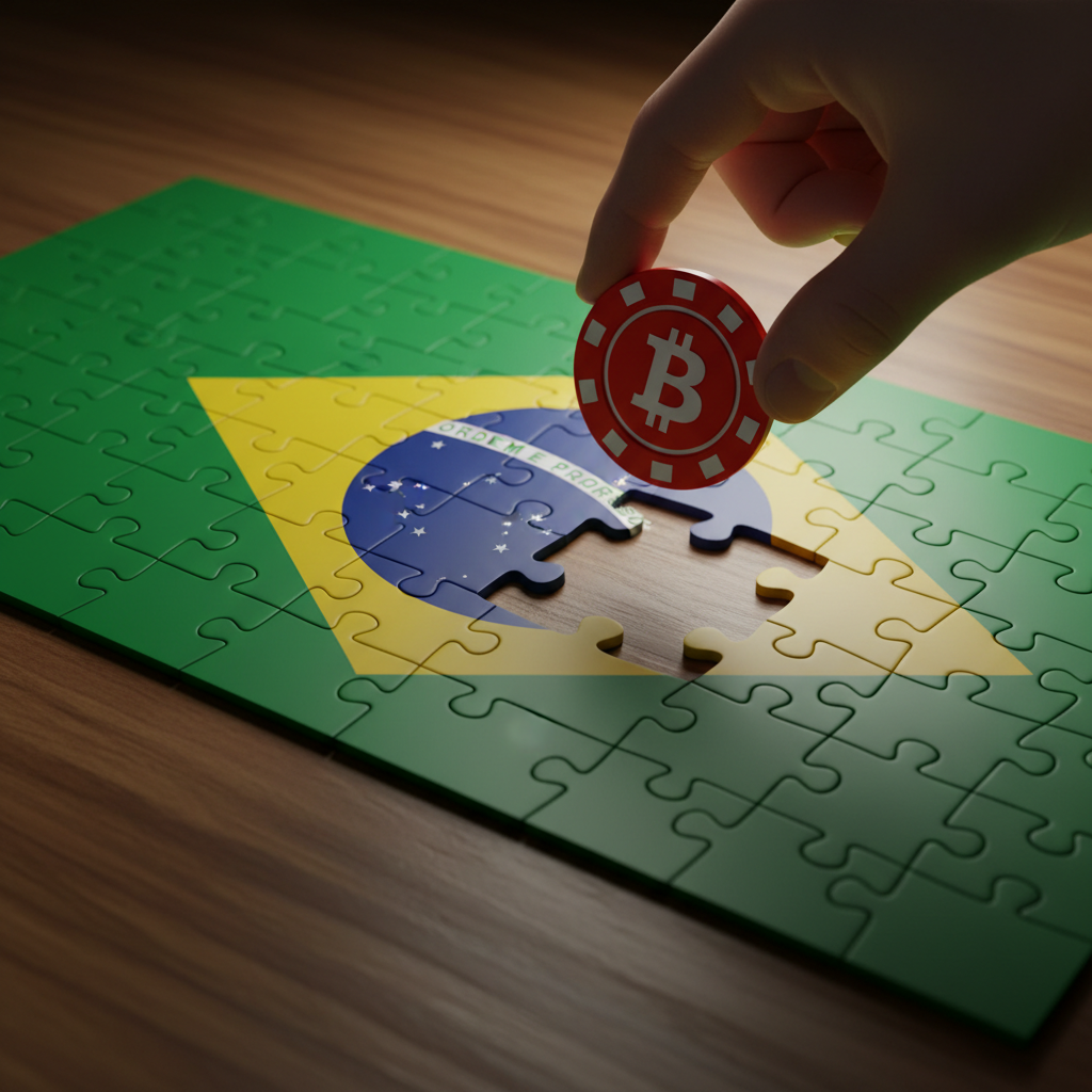 Ilustração do bloqueio de apostas para beneficiários do programa Desenrola Brasil em 2026, mostrando uma peça de quebra-cabeça faltando.
