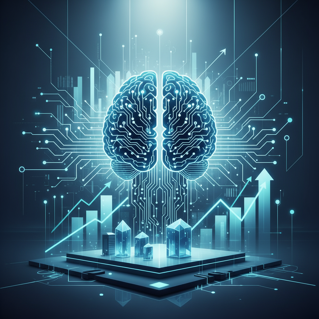 Infográfico ilustrando a integração entre cérebro humano, engrenagens digitais e estratégia de negócios para gestão de conteúdo.