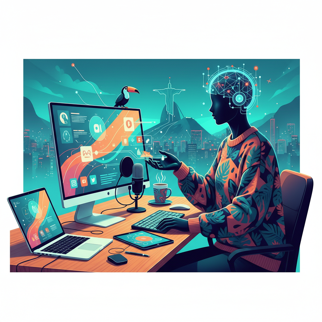 Inteligência artificial auxiliando na produção de conteúdo para empresas no Brasil