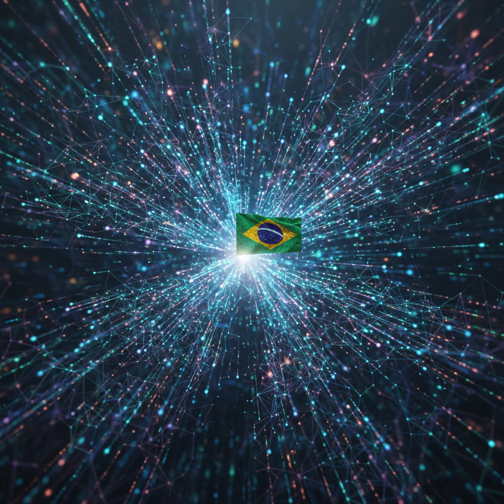 Gráfico abstrato mostrando a adoção massiva do ChatGPT e o impacto para empresas brasileiras em 2026.