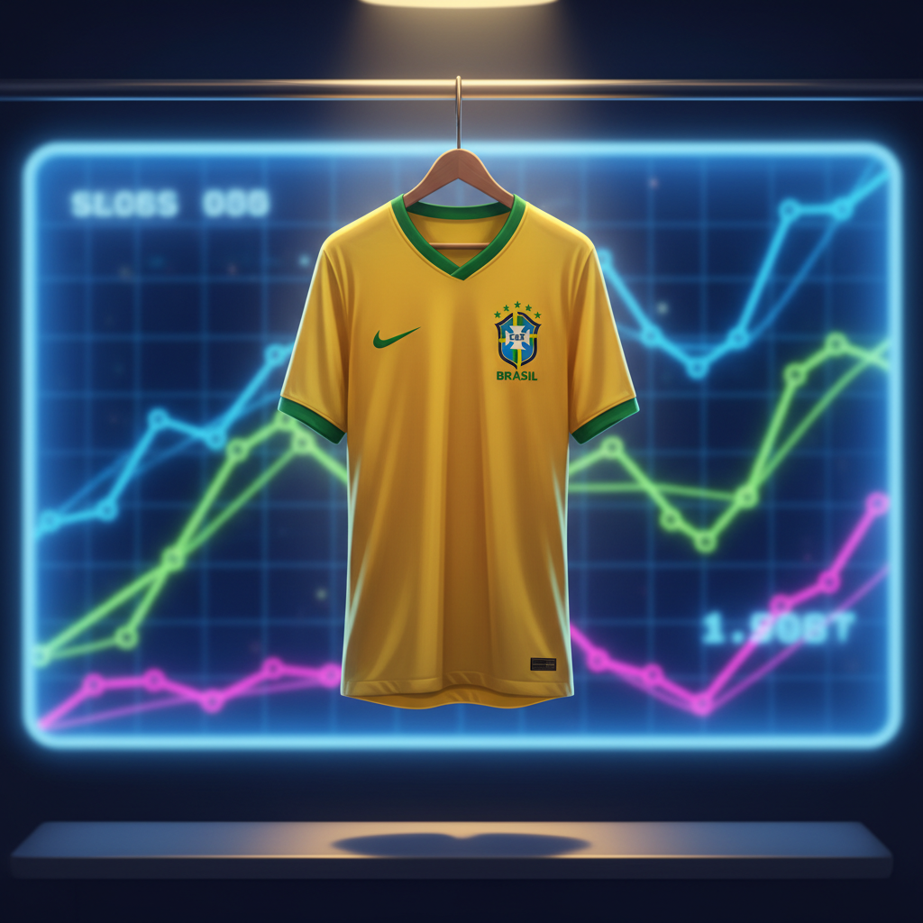 Camisa da seleção brasileira em um vestiário, simbolizando o impacto do patrocínio de bets no futebol em 2026.