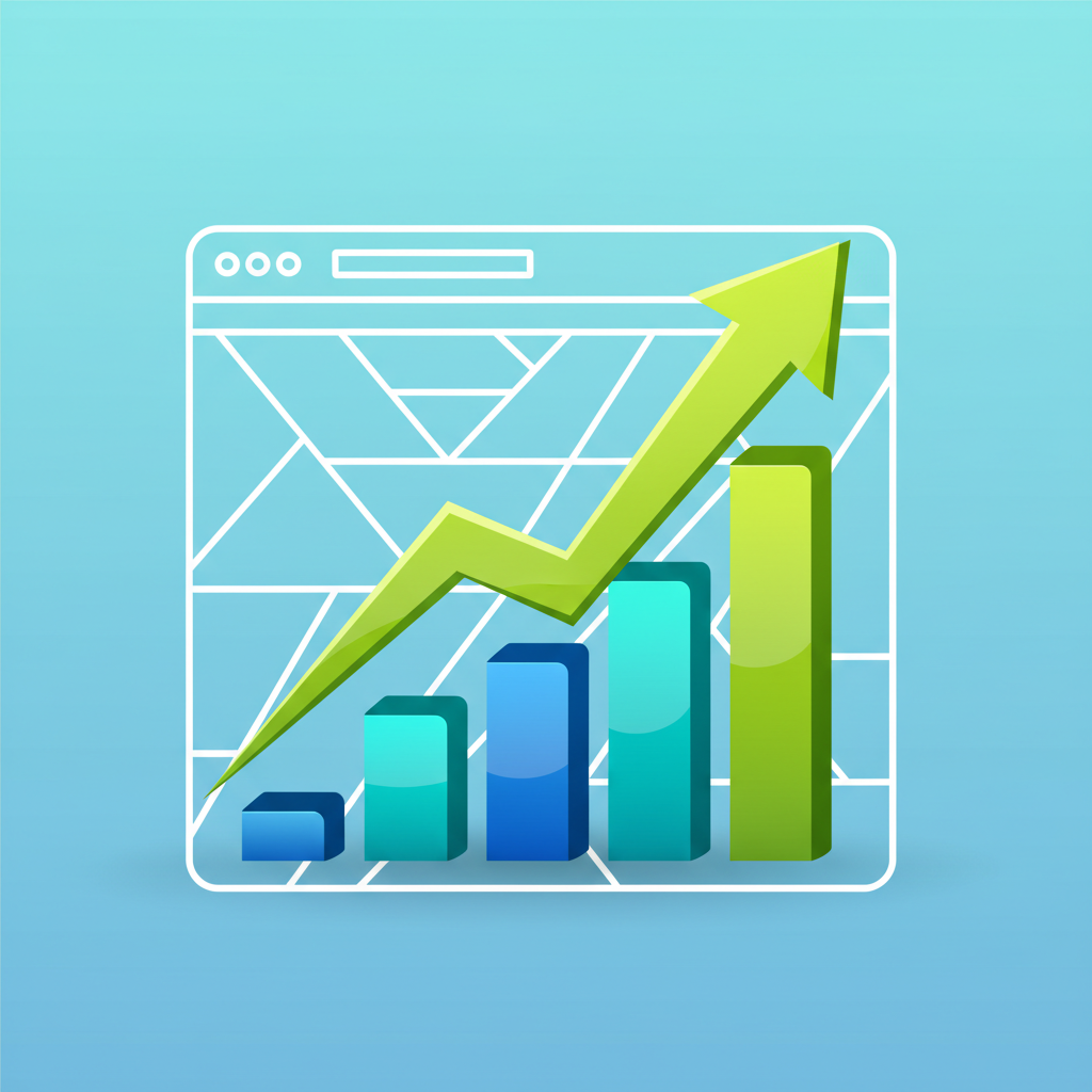 Gráfico de crescimento simbolizando os resultados do SEO para empresas através de um guia prático em 2026.