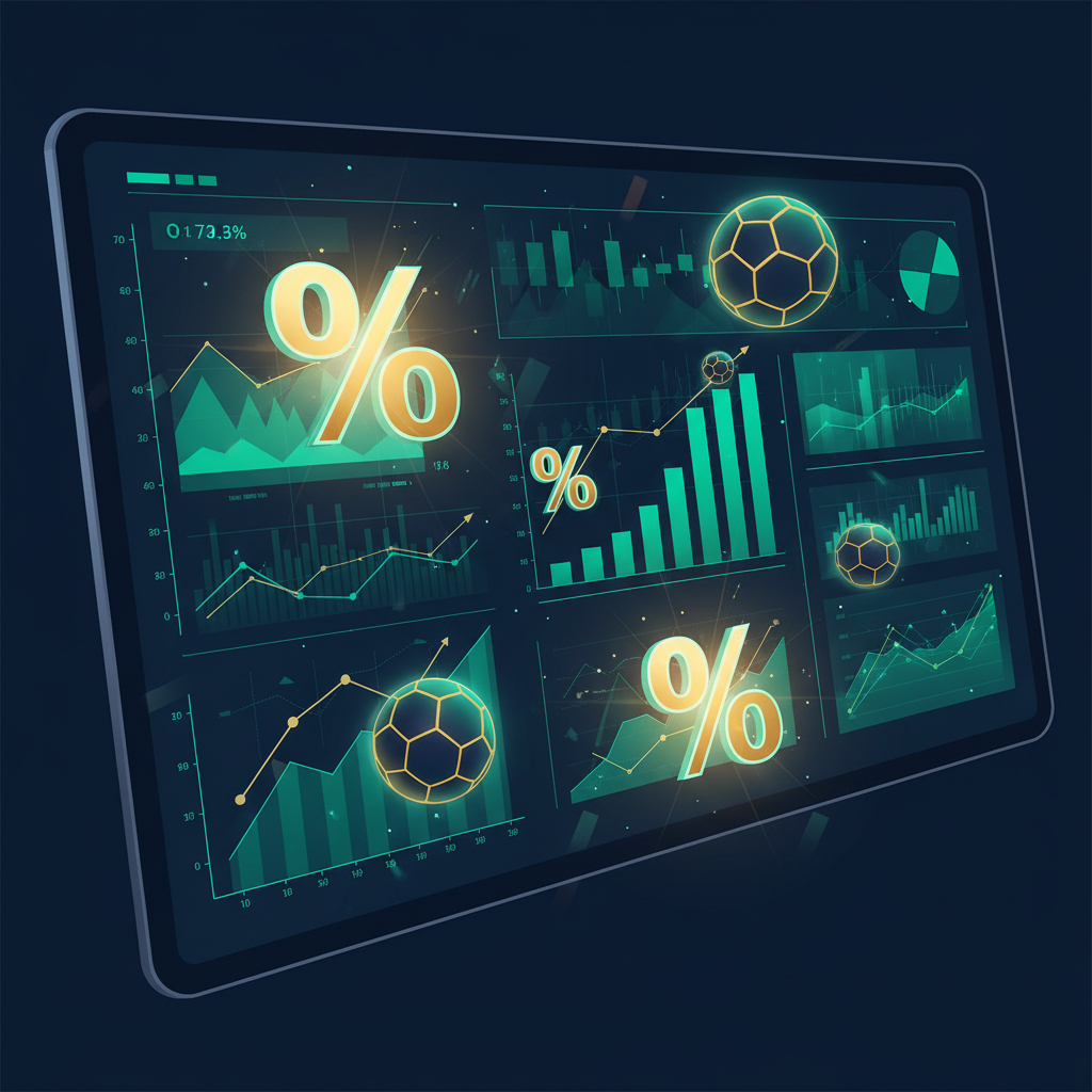 Infográfico editorial mostrando gráficos de crescimento financeiro e elementos de apostas esportivas em tons de azul e dourado.