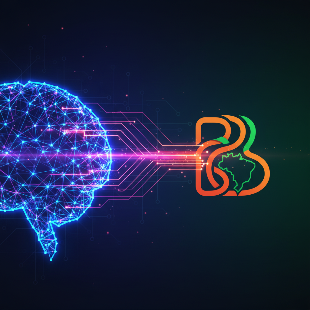 CEO de uma empresa brasileira olhando para um holograma que mostra como o ChatGPT pode citar sua empresa.