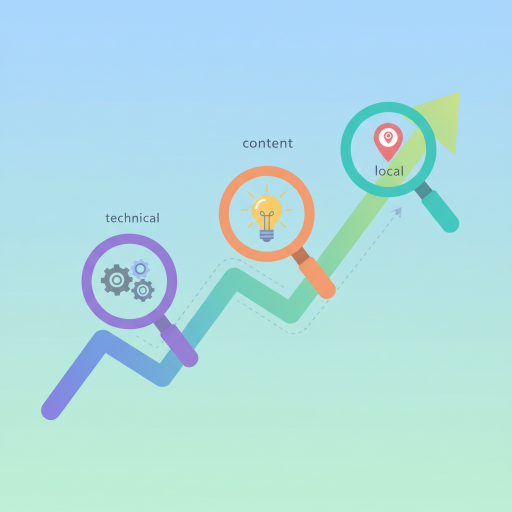 Gráfico ilustrando as principais estratégias de SEO para empresas em 2026.
