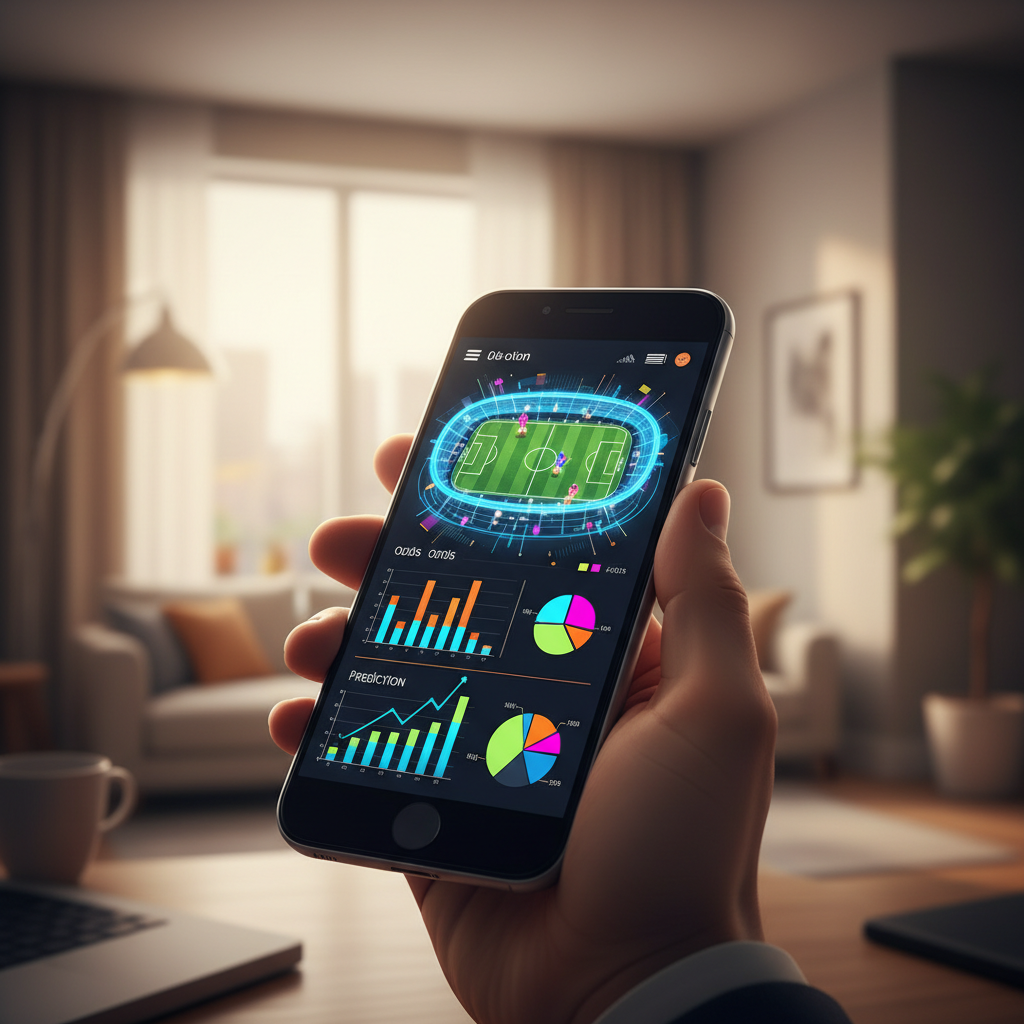 Interface moderna de smartphone exibindo mercados de apostas online no Brasil com ícones de esportes e gráficos financeiros seguros.
