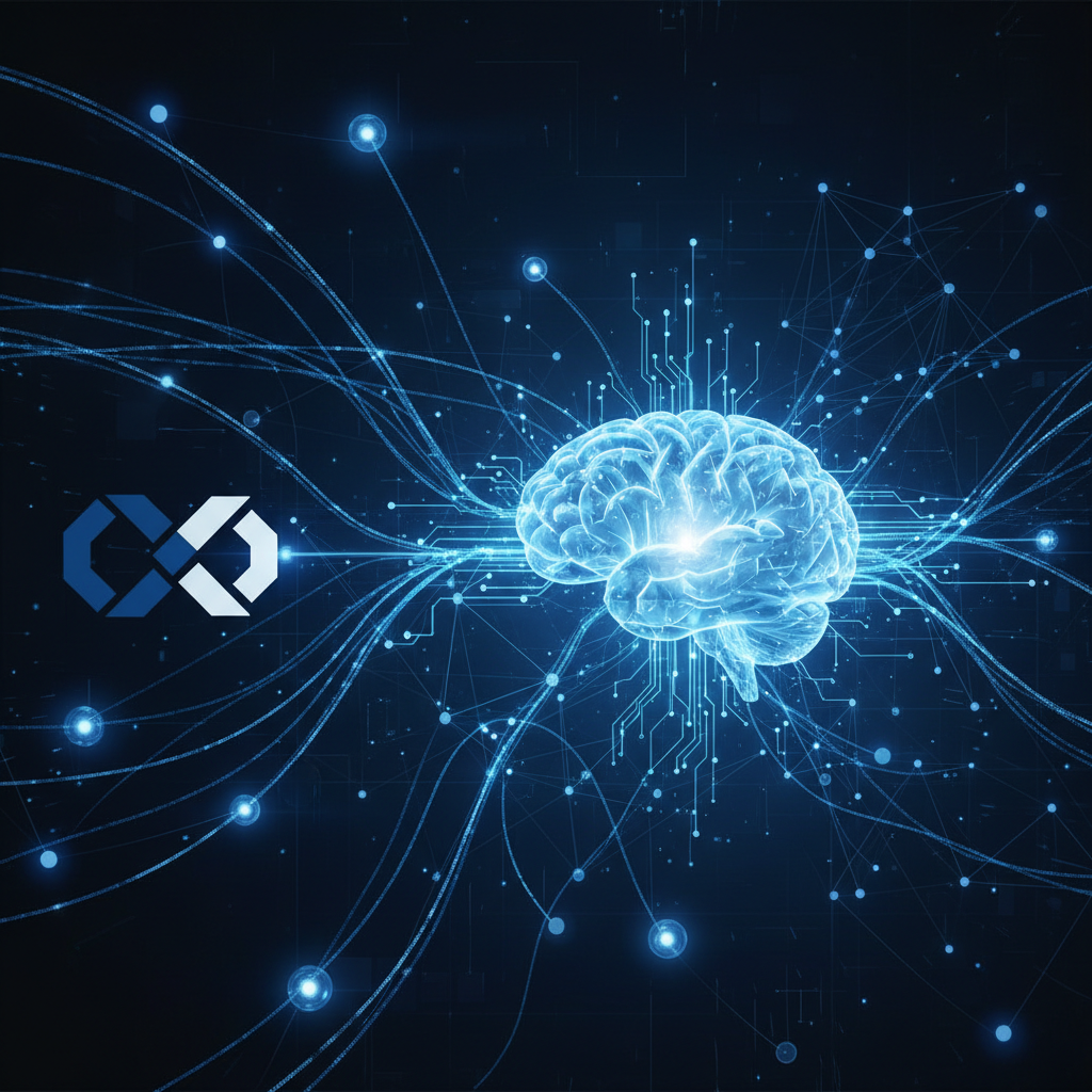 Gráfico ilustrando como o ChatGPT para empresas funciona, conectando uma marca a uma rede de inteligência artificial para ser recomendada.