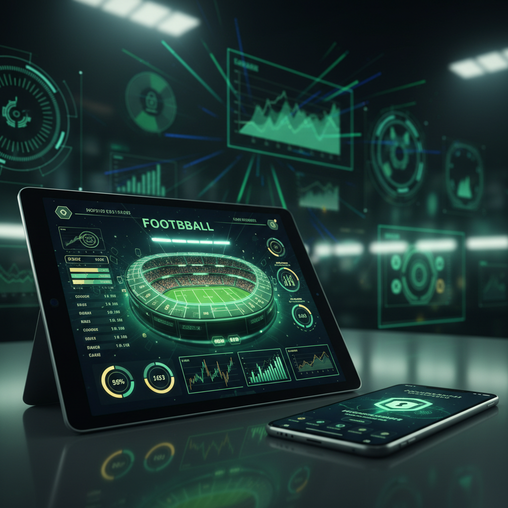 Representação visual de um tablet com gráficos de análise esportiva e a marca Ouro Bets Helder Moura em destaque.